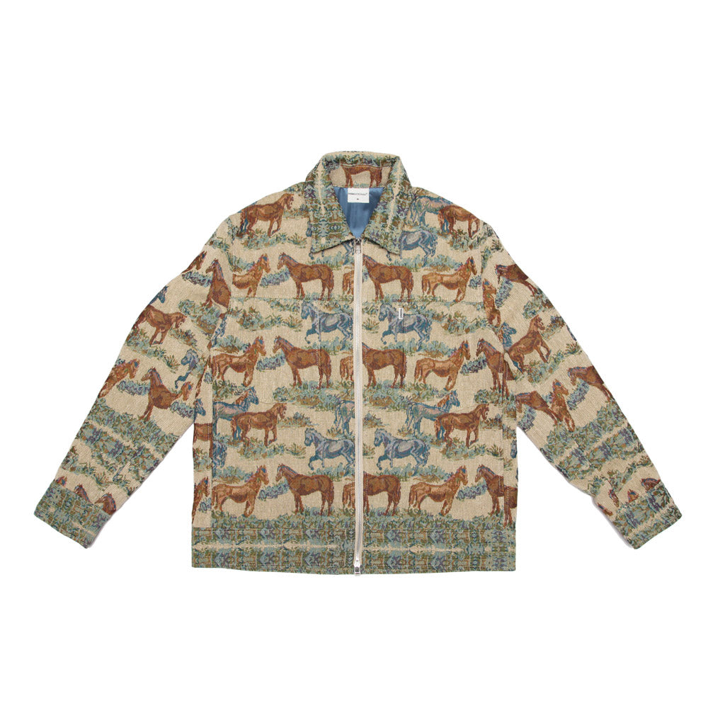 Luxe Modern Workwear Jacket - Multicolour Horse Pattern