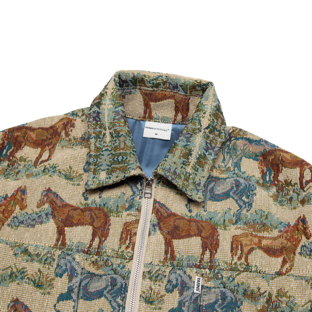 Luxe Modern Workwear Jacket - Multicolour Horse Pattern