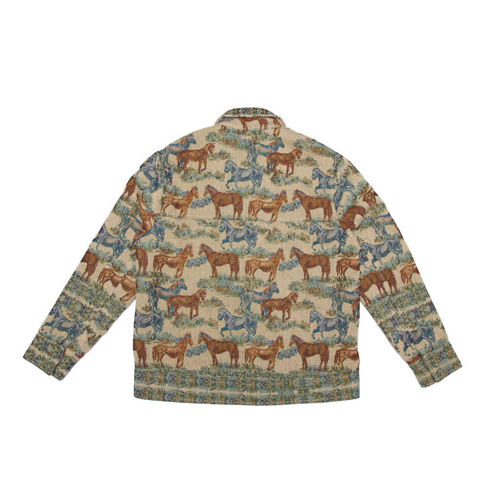 Luxe Modern Workwear Jacket - Multicolour Horse Pattern