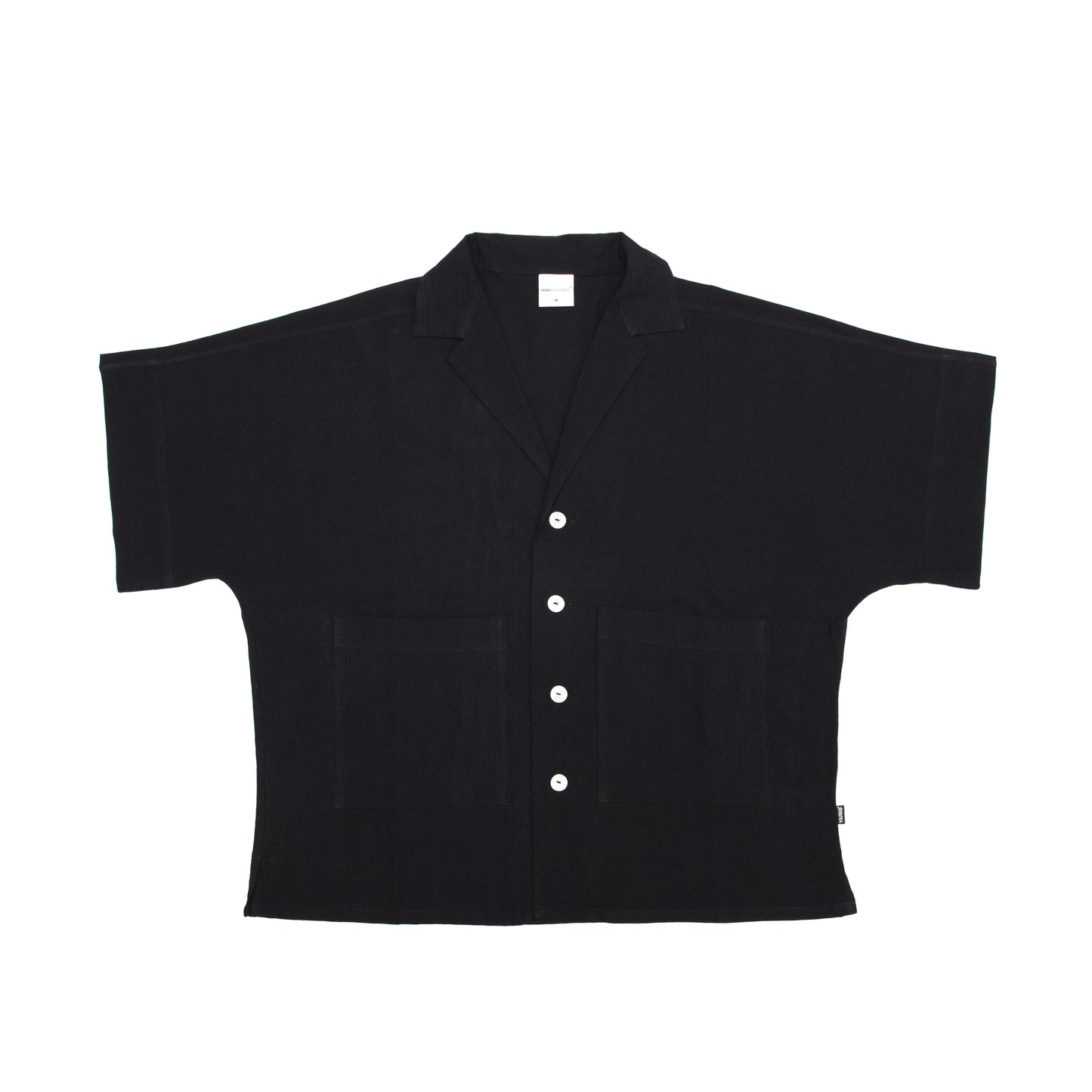 Crinkle Linen Short Sleeve Shirt - Black