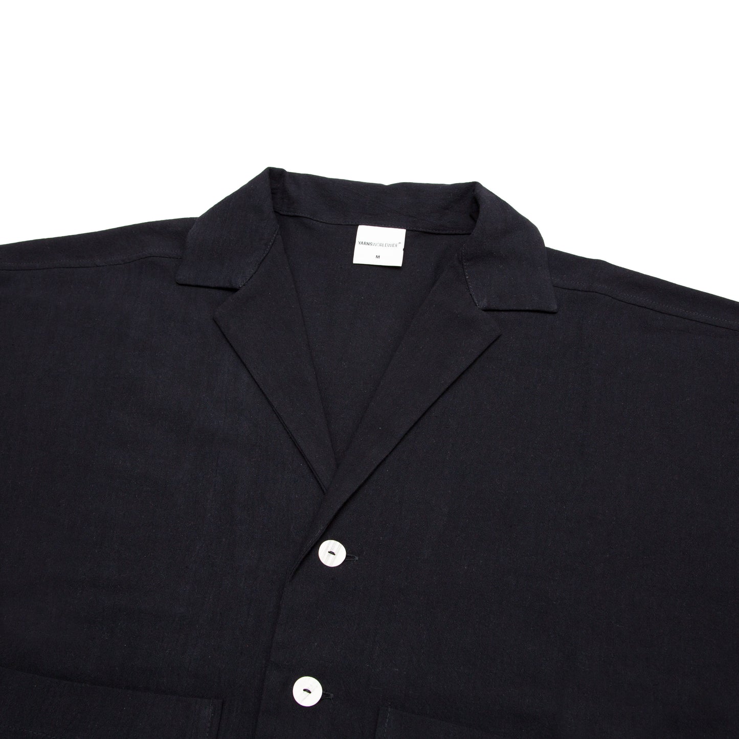 Crinkle Linen Short Sleeve Shirt - Black