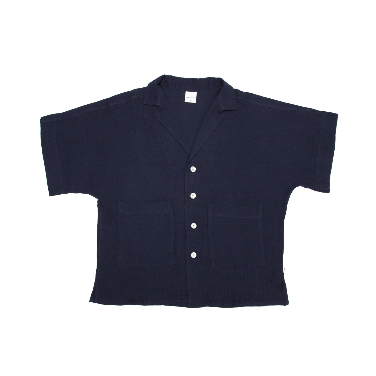 Crinkle Linen Short Sleeve Shirt - Navy