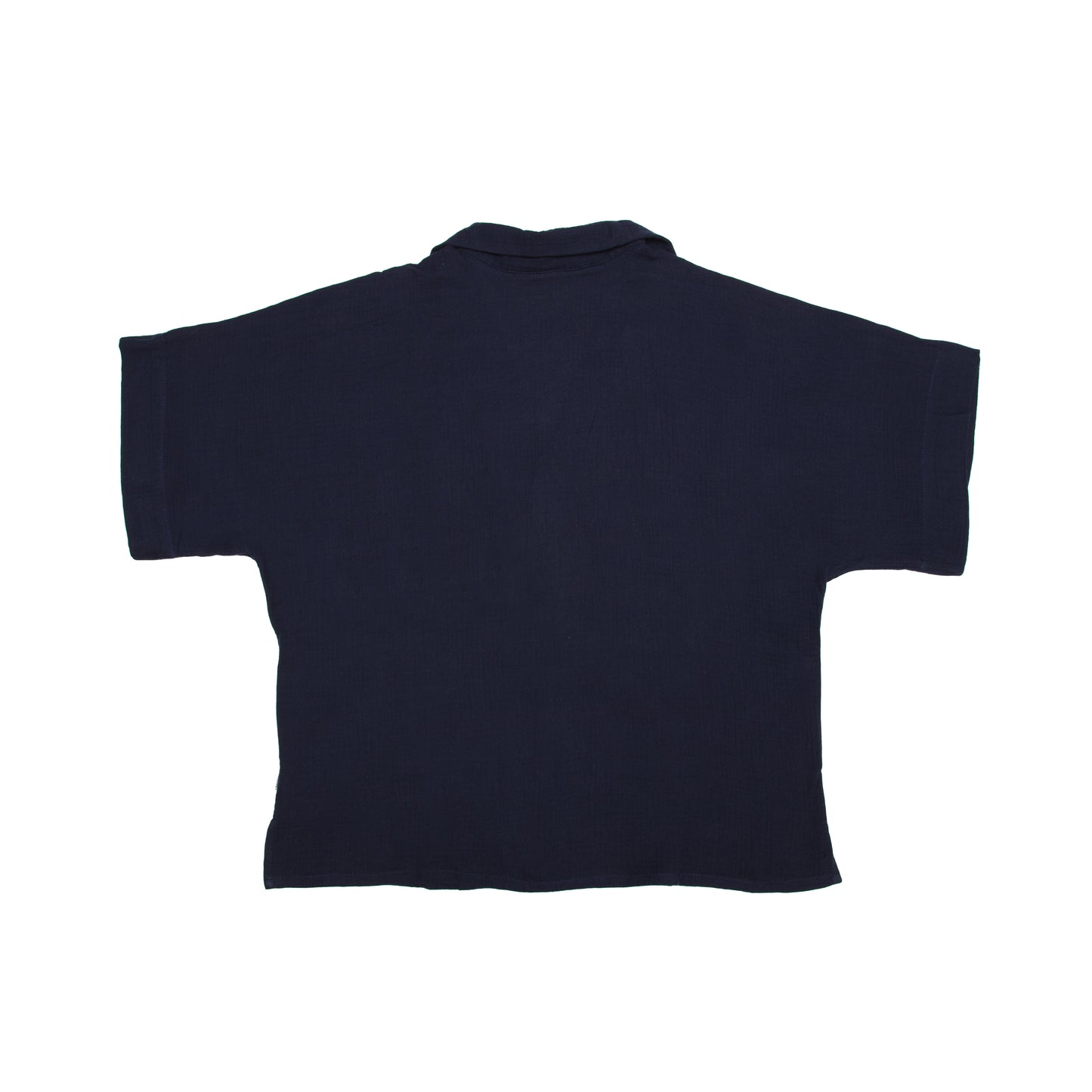 Crinkle Linen Short Sleeve Shirt - Navy