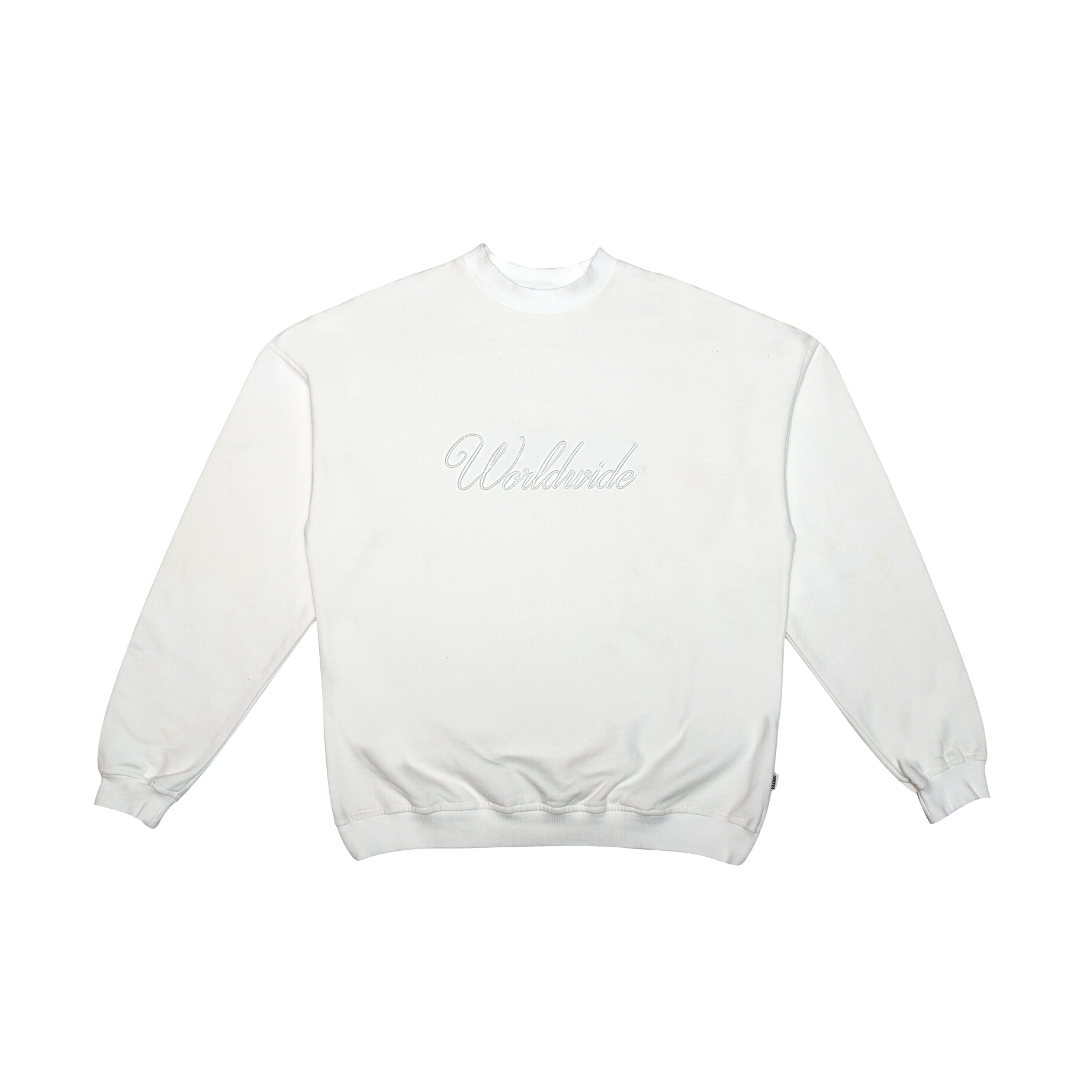 Cotton Embroidery Crew Neck Sweat Top